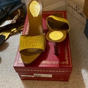 Rene caovilla crocodile yellow heels